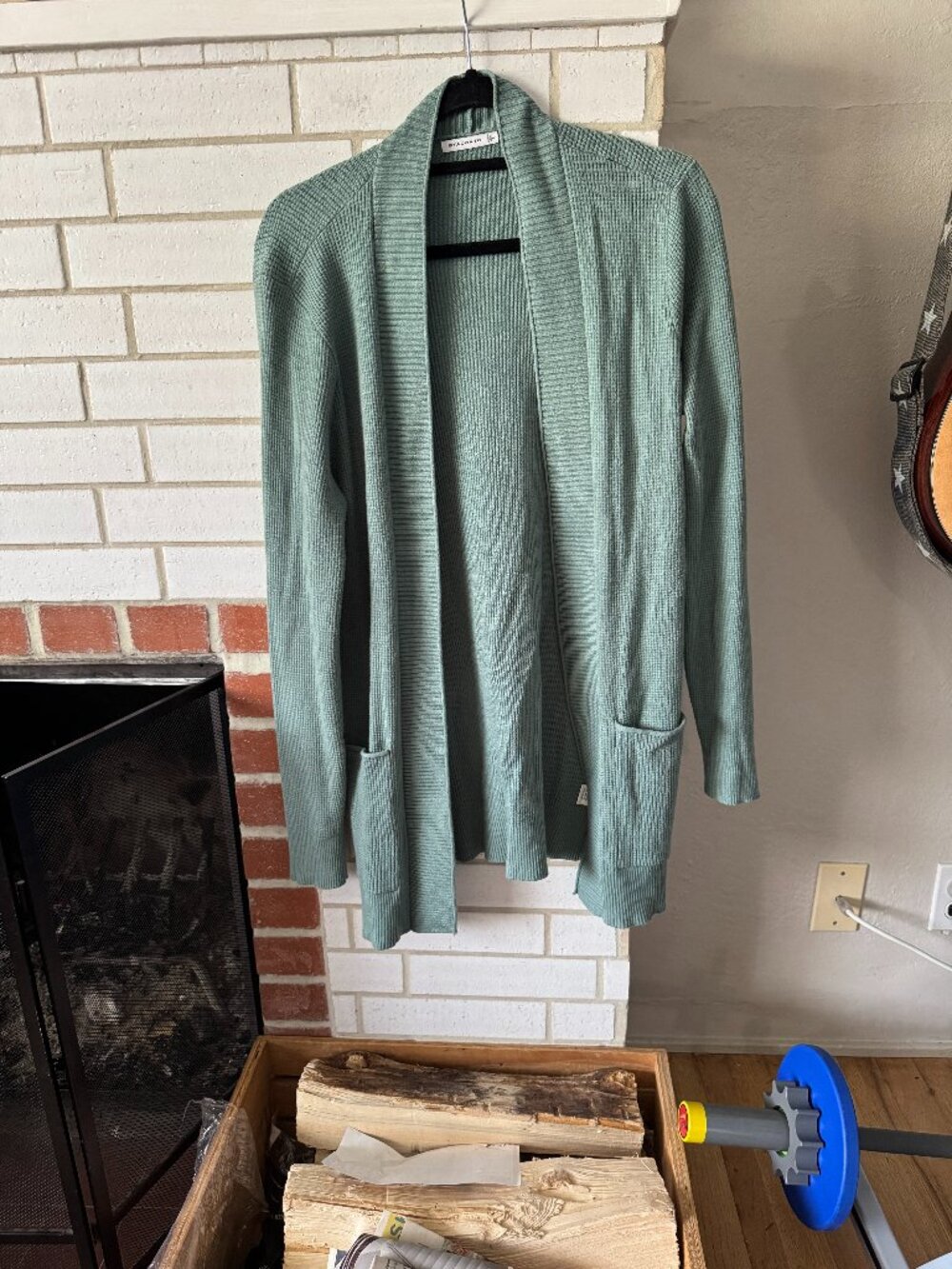 Women's Staccato Waffle Knit Cardigan - L - Teal Blue